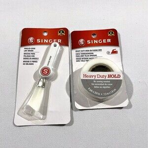 Singer Angled Sewing Machine Lint Brush + Iron-on Fusing Web NEW Kit